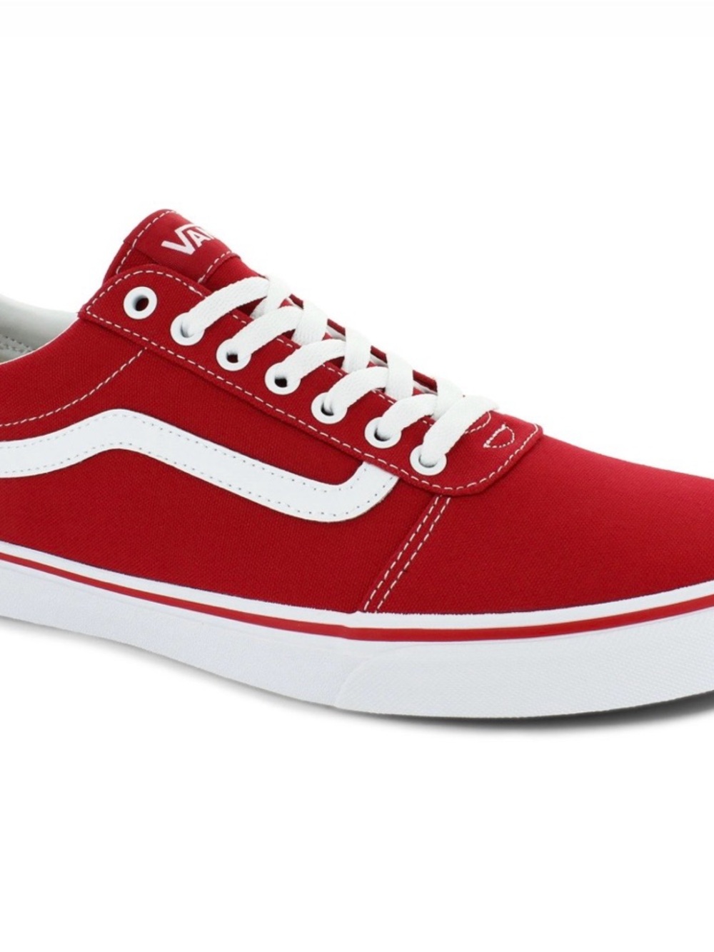 Vans Red and White Canvas Low-Top Sneaker